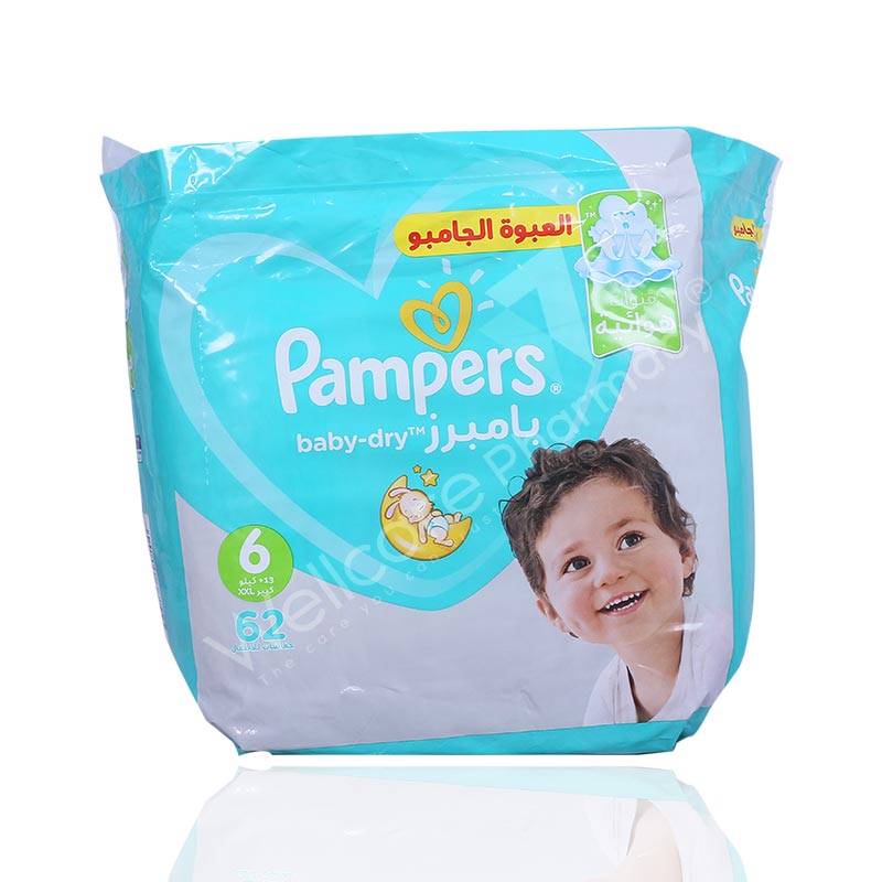 Pampers No6 Baby Dry Diapers 13-18Kg 62'S