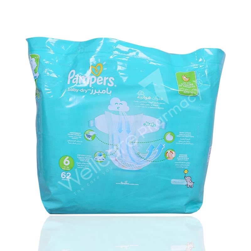 Pampers No6 Baby Dry Diapers 13-18kg 62'S