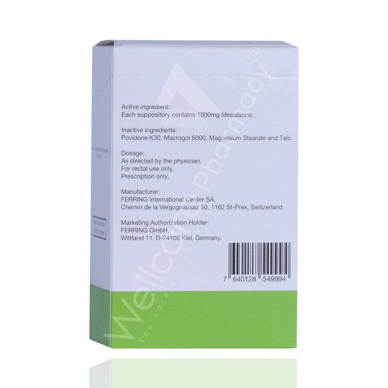 Pentasa 1G Suppositories 28'S - Wellcare Pharmacy