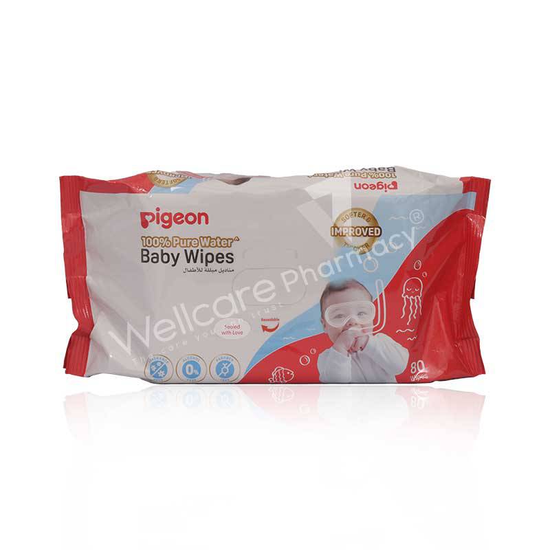 Pigeon 100% Pure Water Baby Wipes 80'S - Wellcare Pharmacy