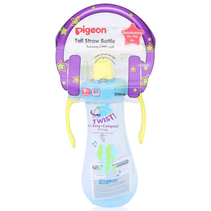 Pigeon Tall Straw Bottle Blue 300Ml
