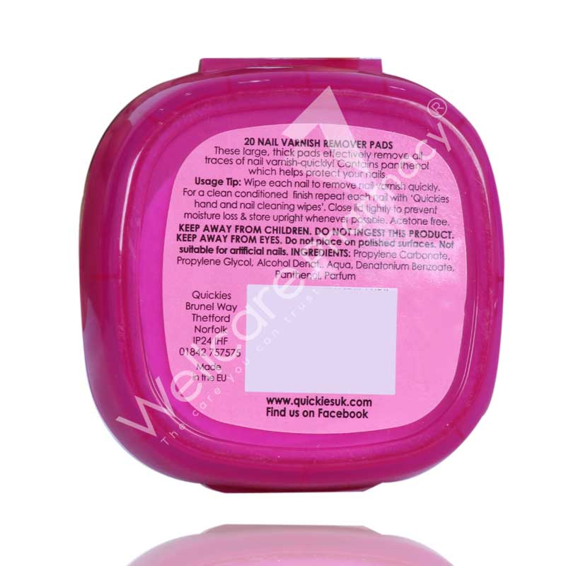 Quickes Nail Varnish Remover Pad Small 20'S 86181 - Wellcare Pharmacy