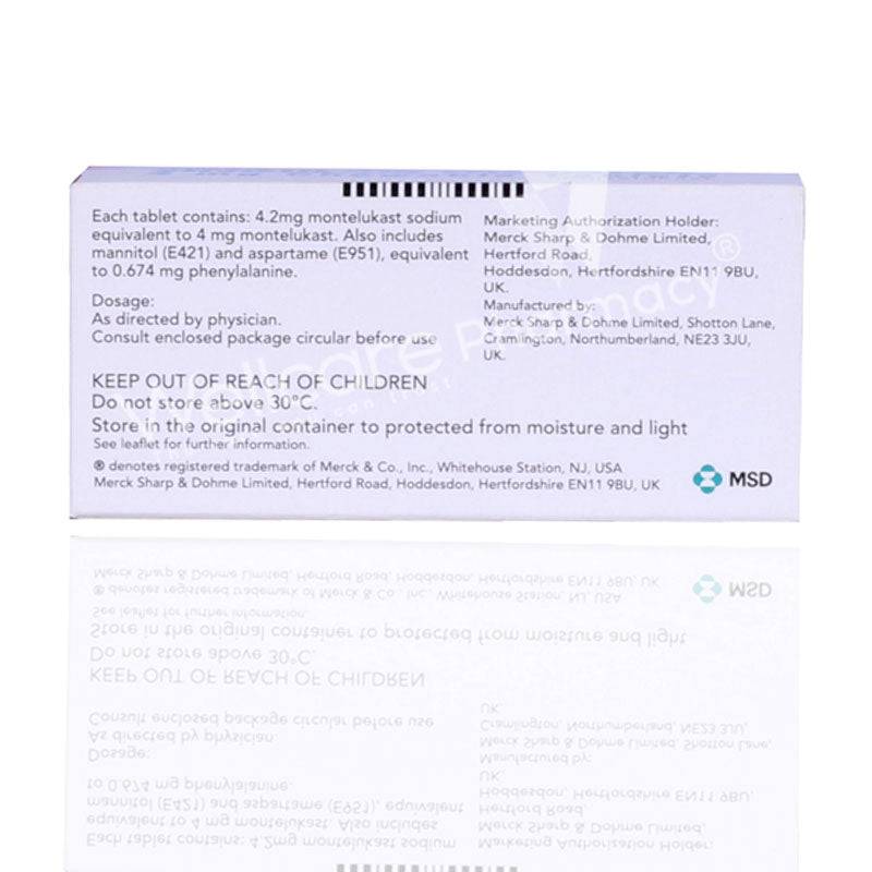 Singulair Pediatric 4Mg Tablets 28'S - Wellcare Pharmacy