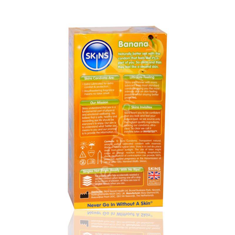 Skins Banana Flavoure Lubricated Condoms 12'S - Wellcare Pharmacy