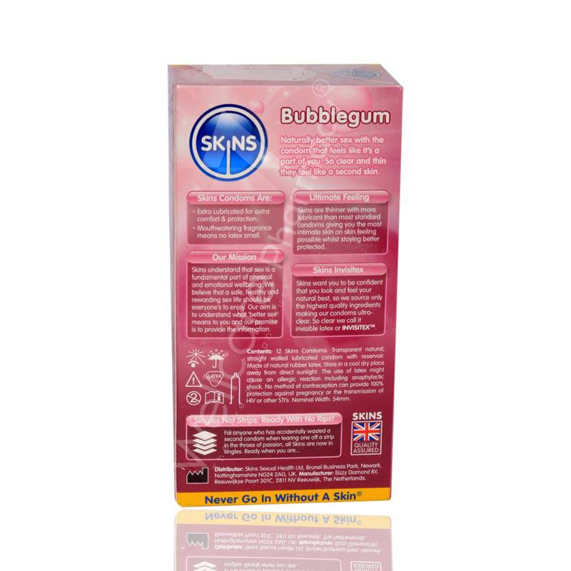 Skins Bubble Gum Flavoure Lubricated Condoms 12'S - Wellcare Pharmacy