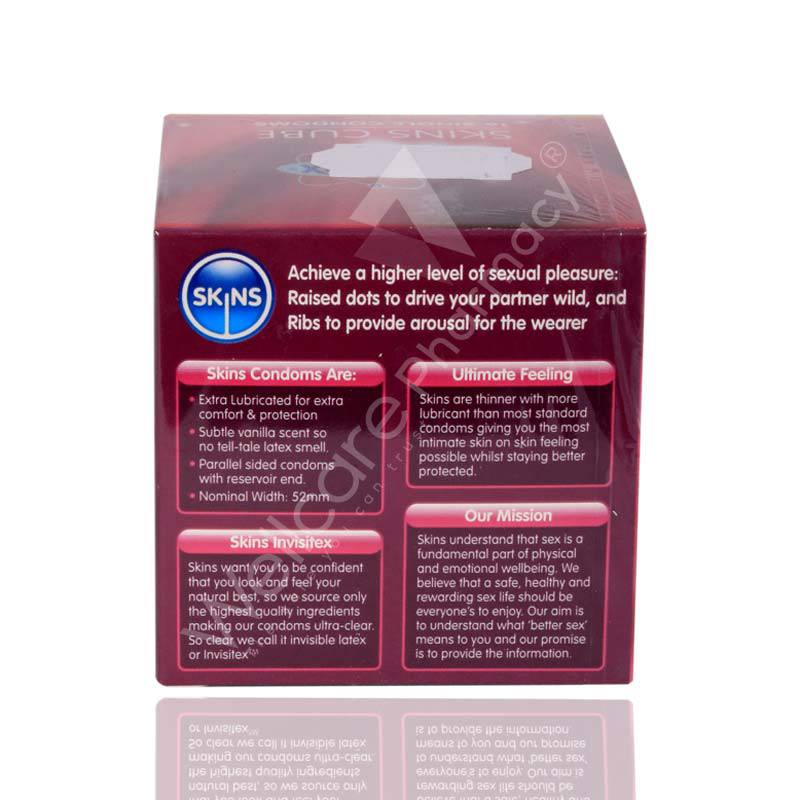 Skins Cube Dots & Ribs Lubricated Condoms 16'S