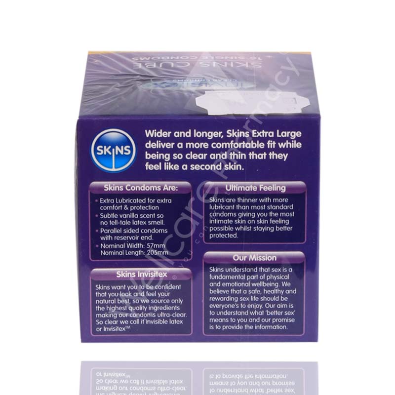 Skins Cube Extra Large Lubricated Condoms 16'S