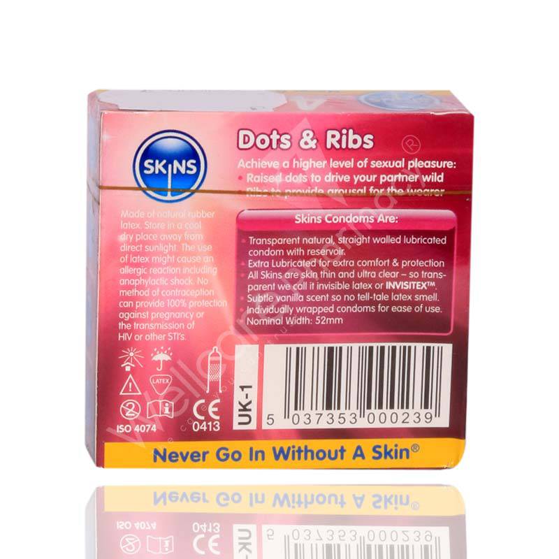 Skins Dots & Ribs Lubricated Condoms 4'S - Wellcare Pharmacy