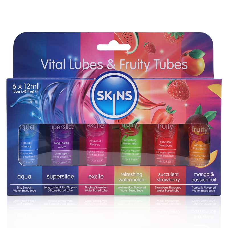 Skins Fruity&Vital Lubricants(Watermelon,Strawberry,Mango&Passionfruit,Aqua,Superslide,Excite) 6x12ml