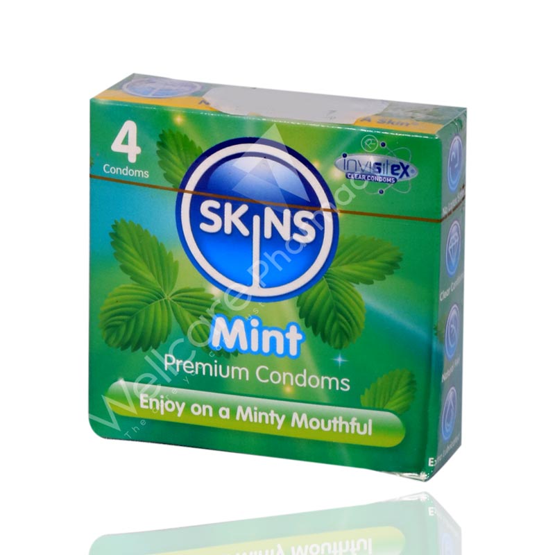 Skins Mint Flavoured Lubricated Condoms 4'S