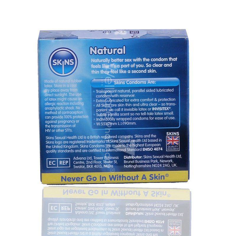 Skins Natural Lubricated Condoms 4'S - Wellcare Pharmacy