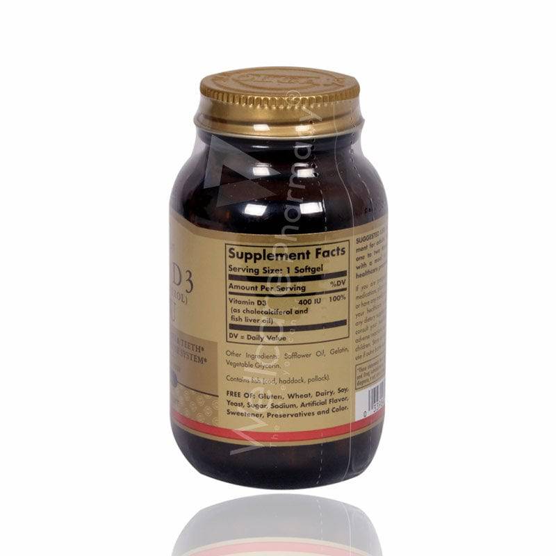 Solgar Vitamin D3 400Iu Capsules 100'S - Wellcare Pharmacy