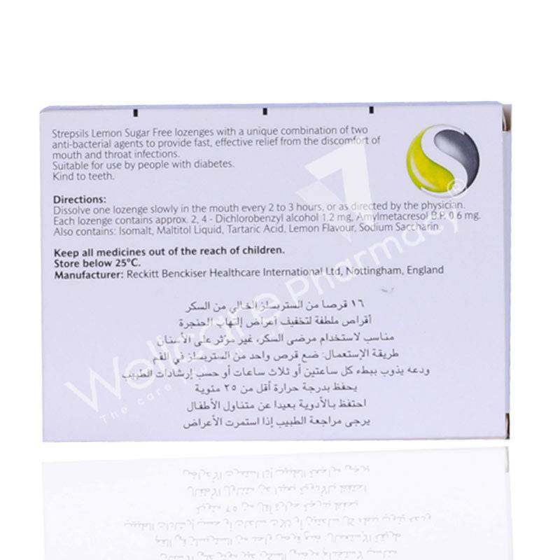 Strepsils Lemon Sugar Free Lozenges 16'S - Wellcare Pharmacy