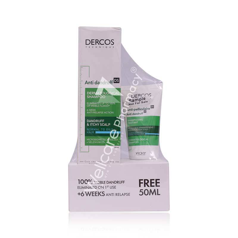 Vichy Dercos Anti Dandruff Shampoo Normal To Oily Hair 200Ml+Vichy Dercos Anti Dandruff Shampoo Normal To Oily Hair 50Ml