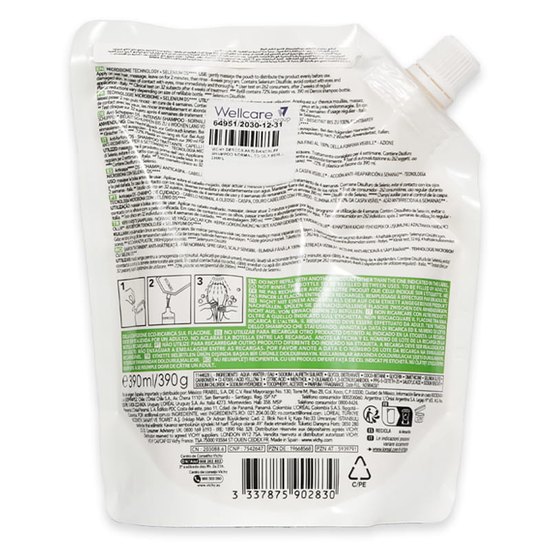 Vichy Dercos Anti Dandruff Shampoo Normal To Oily Refill 390ml