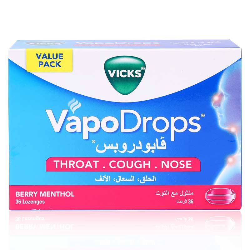 Vicks Vapodrops Berry Menthol Lozenges 36'S