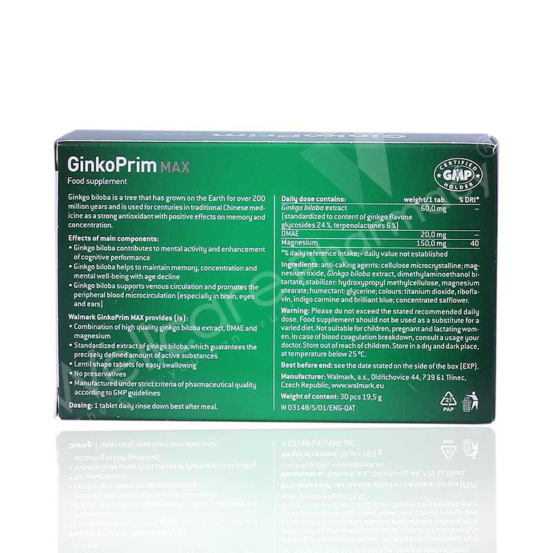 Walmark Ginkoprim Max Tablets 30'S - Wellcare Pharmacy