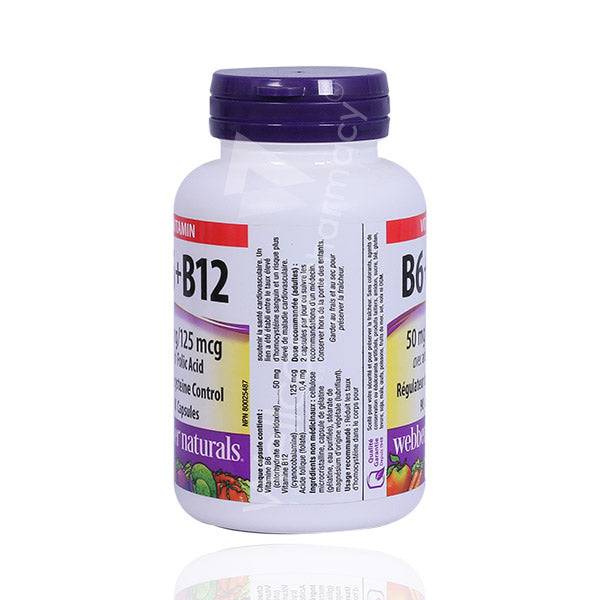Webber Natural Vitamine B6+B12 50Mg/125Mcg Capsule 1X90's - Wellcare Pharmacy