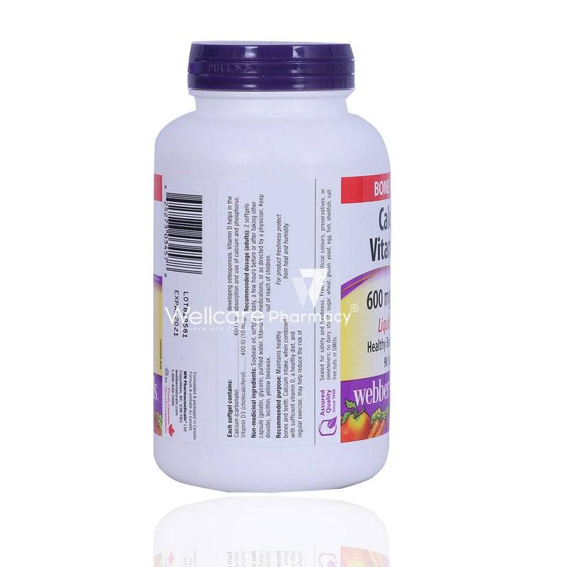 Webber Naturals Calcium Vitamin D3 600Mg/400Iu Capsules 90'S