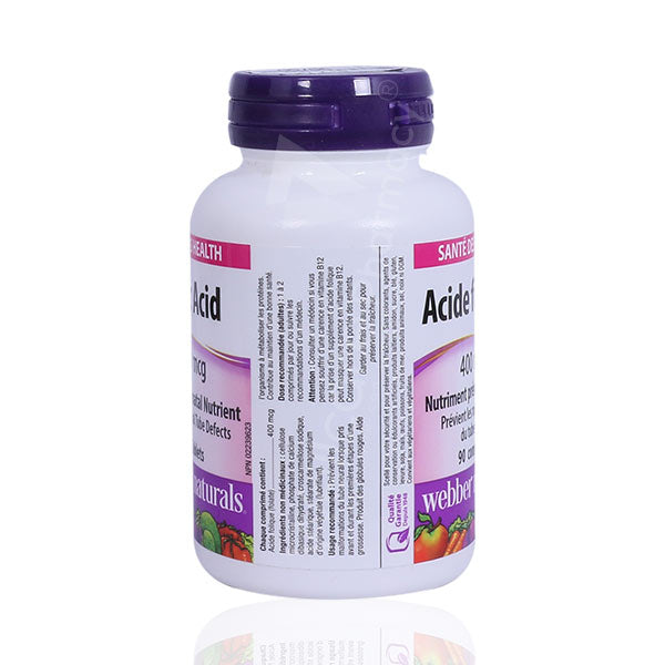 Webber Naturals Folic Acid 400 Mcg Tablet 90'S