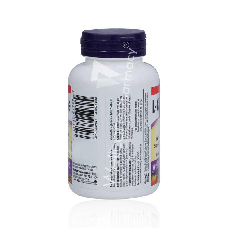 Webber Naturals L-Carnitine 500Mg Capsules 60'S