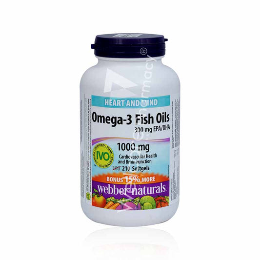 Webber Naturals Omega-3 Fish Oil 1000Mg Softgels 210'S