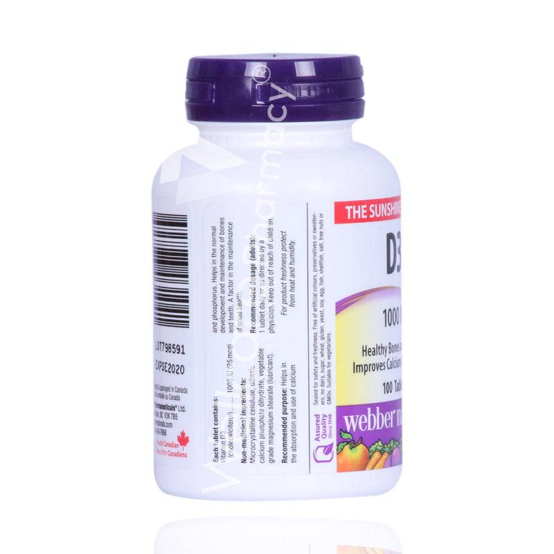 Webber Naturals Vitamin D3 1000Iu Tablets 100'S