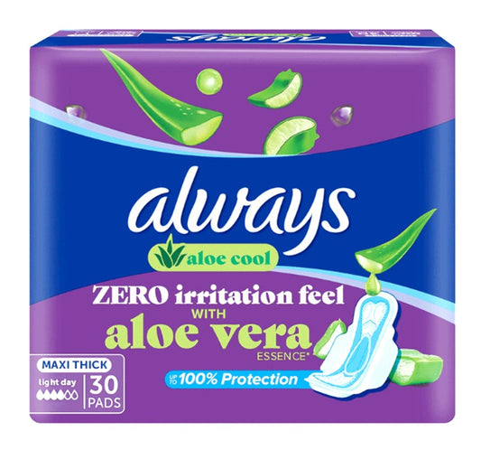 Always Aloe Cool Maxi Thick Long Pads 30'S