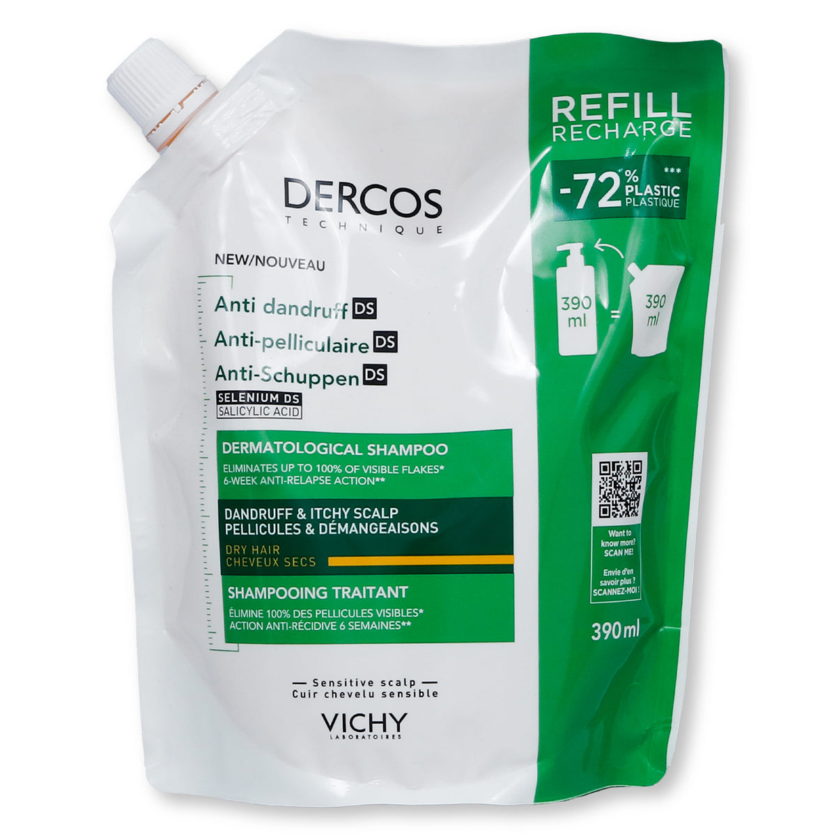 Vichy Dercos Anti Dadruff Shampoo Dry Refill 390ml