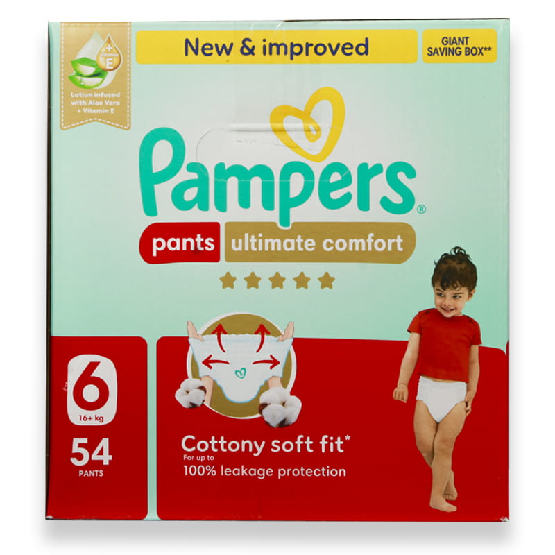 Pampers No6 Ultimate Comfort Pants 16+kg 54'S