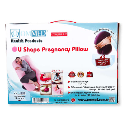Ommed U Shape Pregnancy Pillow With Free Maternity Belt