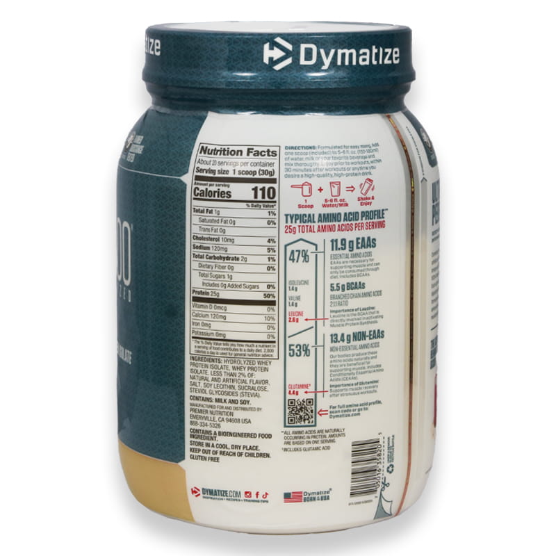 Dymatize Iso 100% Whey Protein Powder Gourmet Vanilla 1.34lb(610g)