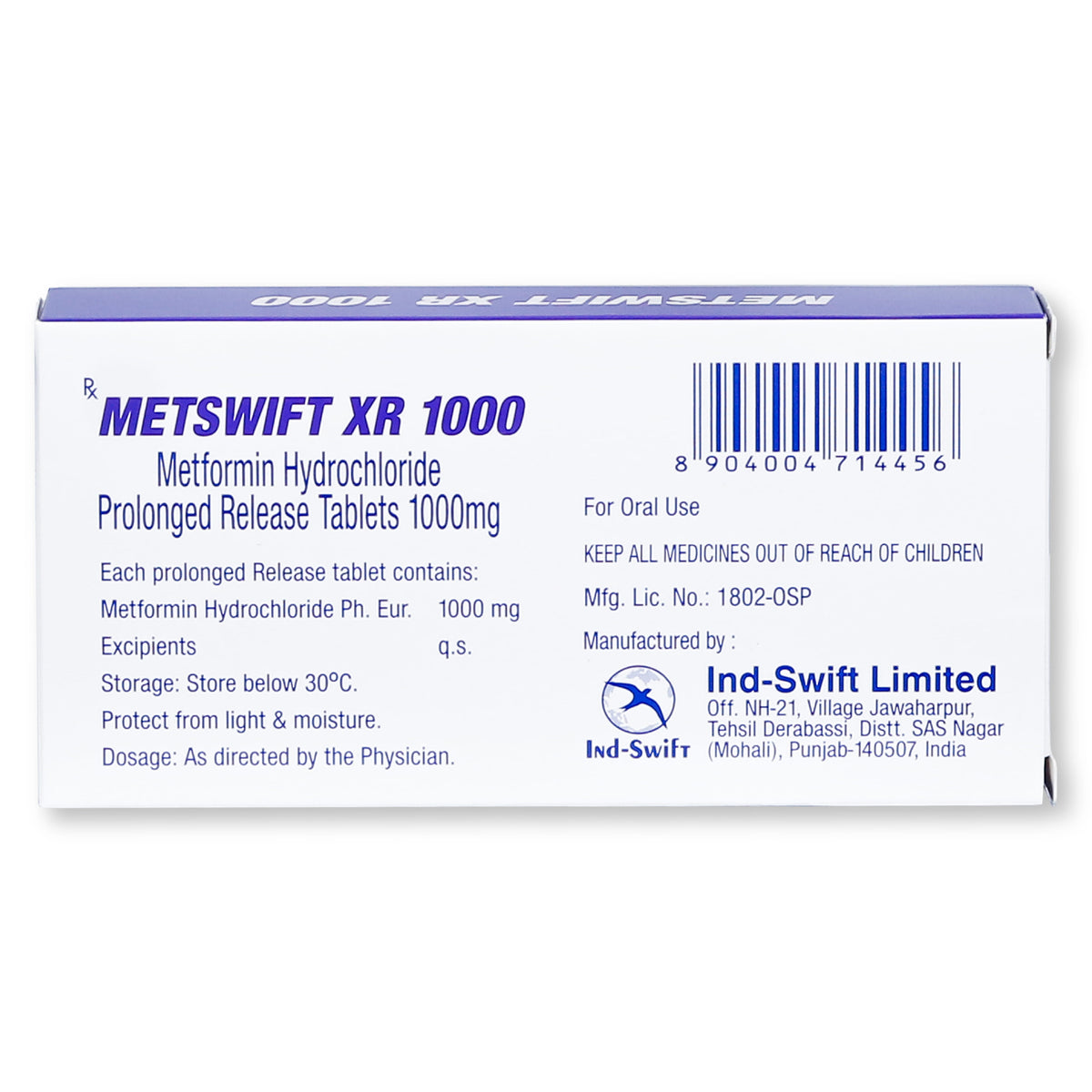 Metswift Xr 1000mg Tablets 28'S