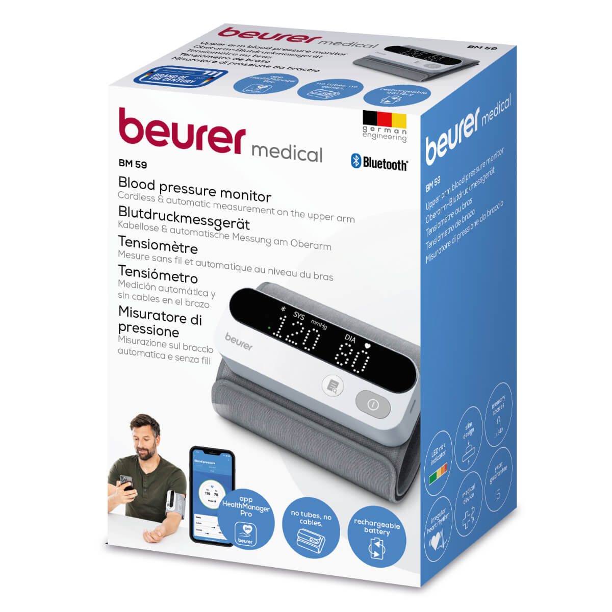 BEURER BM59 UPPER ARM RECHARGEABLE BLOOD PRESSURE MONITOR(CUFF 22-42CM)