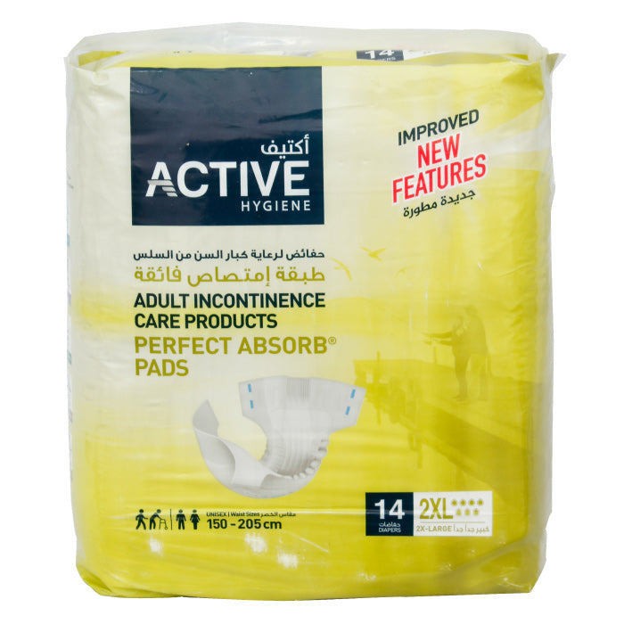 ACTIVE ADULT DIAPERS 2X-LARGE 150-205CM 14'S