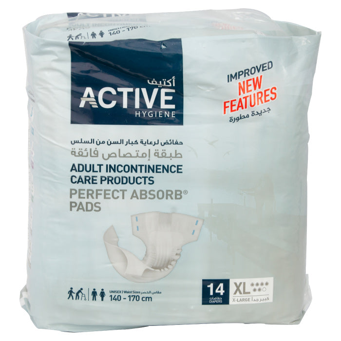 ACTIVE ADULT DIAPERS X-LARGE 140-170CM 14'S