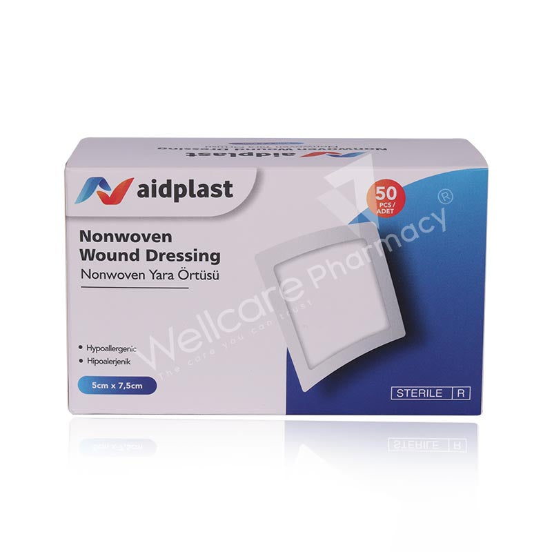Aidplast Sterile Nonwoven Wound Dressing Plaster 5Cmx7.5Cm 50'S V607