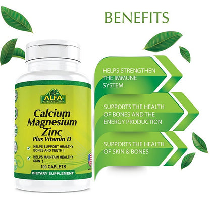 Alfa Calcium Magnesium Zinc And Vitamin D Caplets 100'S