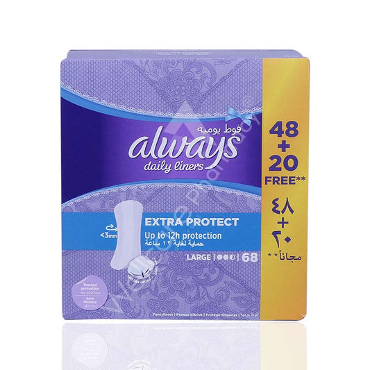 Always Daily Liner Extra Protect Large 48'S+ 20 Free