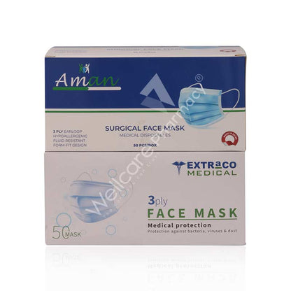 Aman Extraco Blue & Pink Surgical Face Mask Bundle Pack
