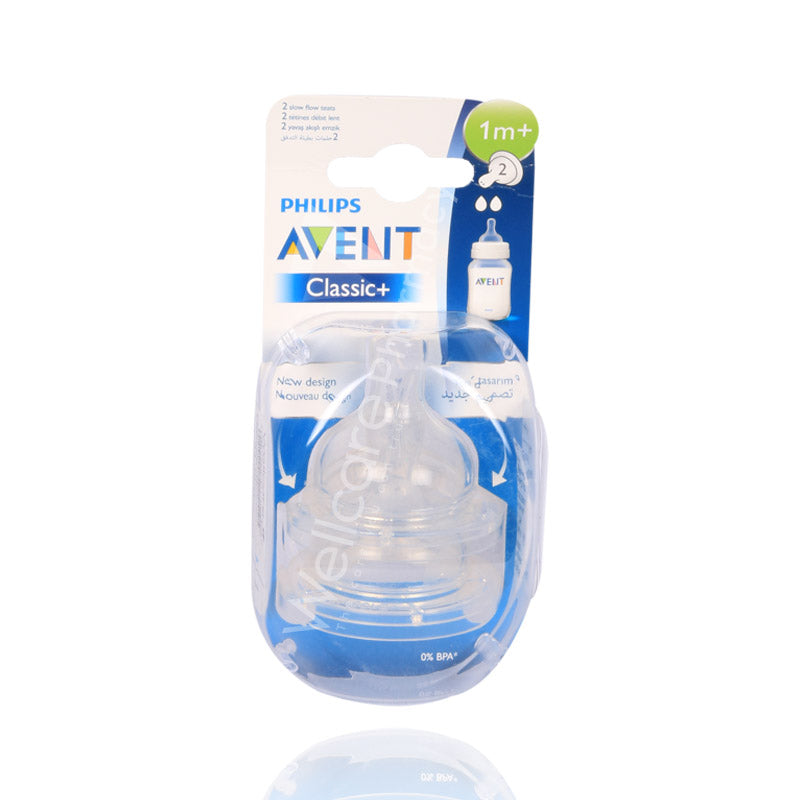 Avent Classic Slow Flow Teat 2'S 2 Hole 1Month Plus