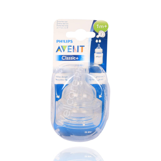 Avent Classic Slow Flow Teat 2'S 2 Hole 1Month Plus