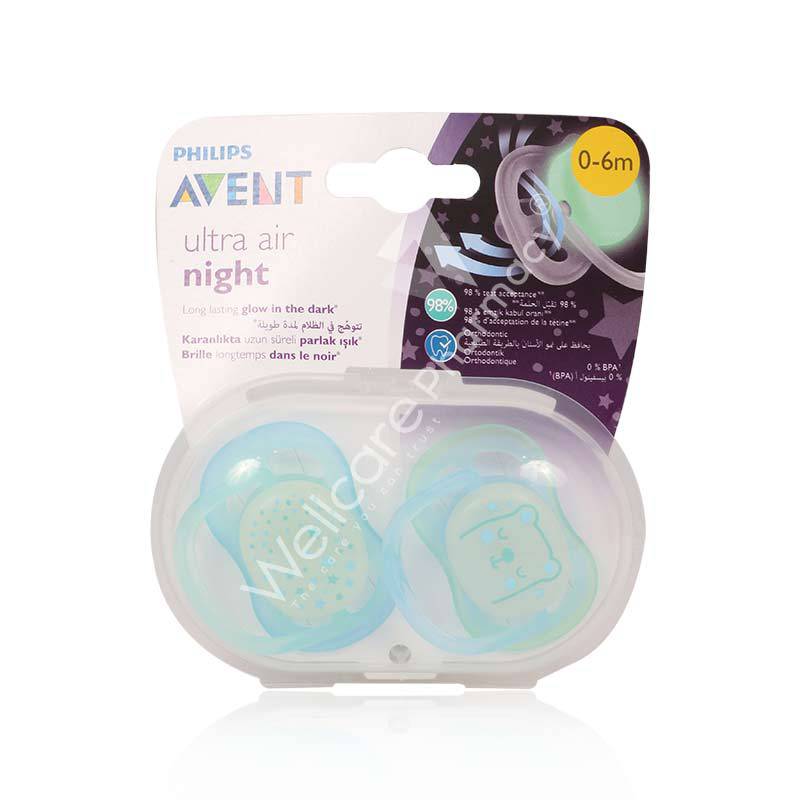 Avent Ultra Air Night Soother 0-6M 2'S Avent Ultra Air Night Soother 0-6M 2'S