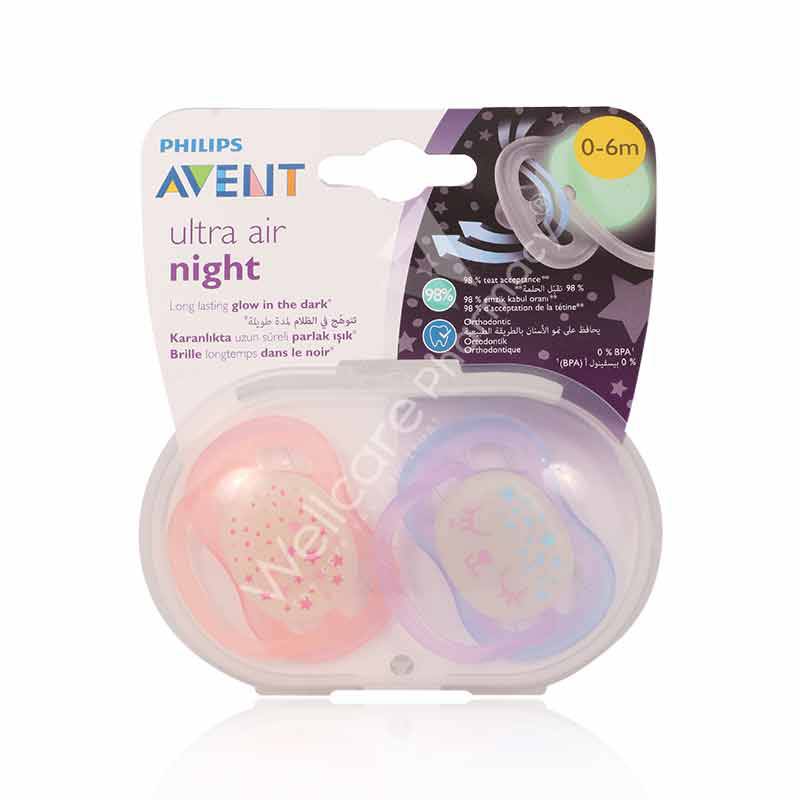 Avent Ultra Air Night Soother 0-6M 2'S Avent Ultra Air Night Soother 0-6M 2'S