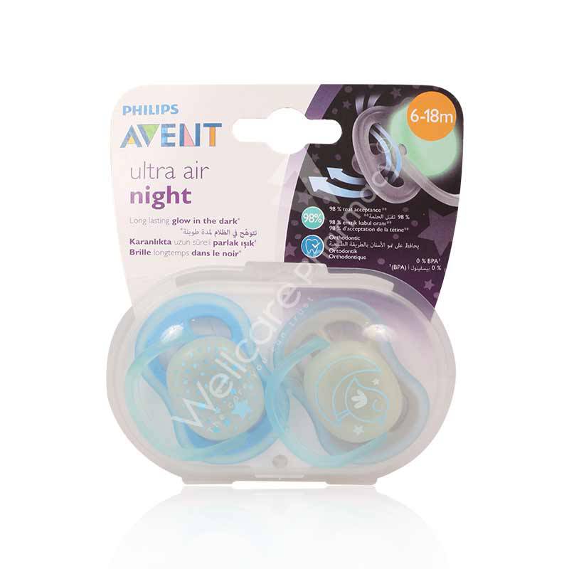 Avent Ultra Air Night Soother 6-18M 2'S Avent Ultra Air Night Soother 6-18M 2'S