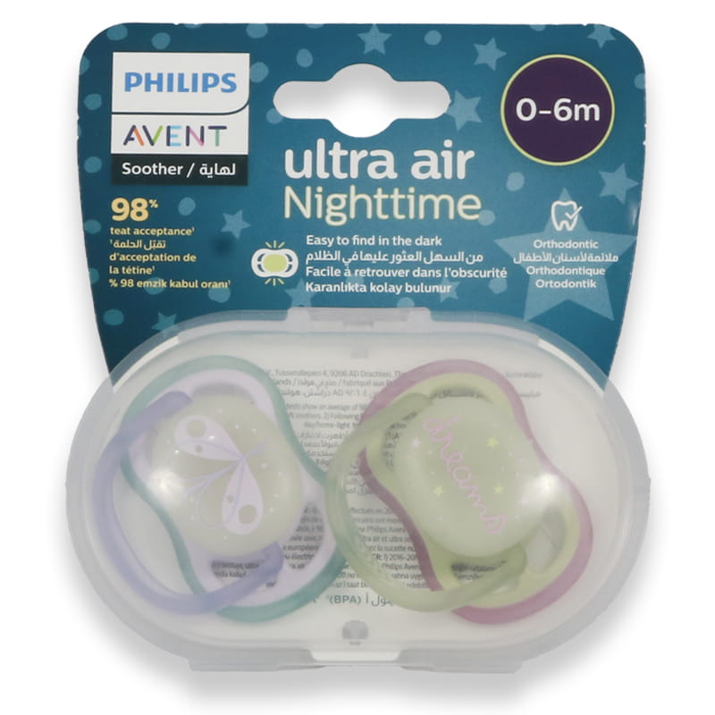 Avent Ultra Air Nighttime Soother 0-6m Girl 2'S