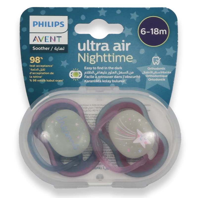 Avent Ultra Air Nighttime Soother 6-18m Girl 2'S