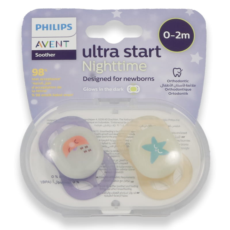 Avent Ultra Start Nighttime Soother 0-2m Girl 2'S