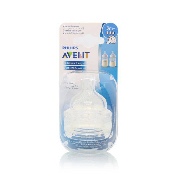 Avent(3 Hole) 3Month + Classic Flow Teat 2'S Avent(3 Hole) 3Month + Classic Flow Teat 2'S