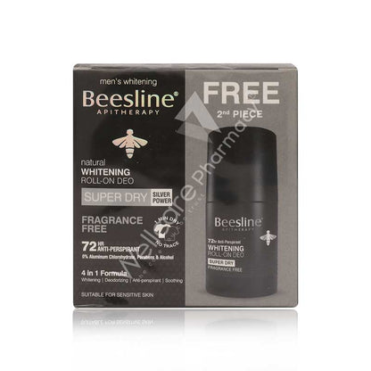 Beesline 1+1 Men's Whitening Roll-On Deo Super Dry Fragrance Free 50Ml